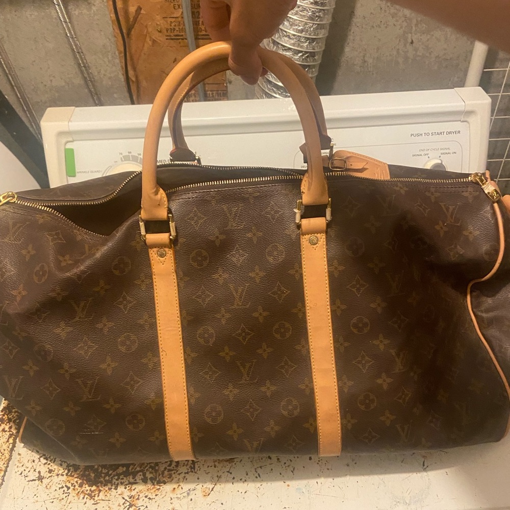Louis Vuitton Monogram Duffel Bag with Tan Accents